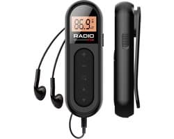 Radio - FM Radio - Draagbare Oplaadbare Zakradio met LCD Display en Belt Clip - Voor Joggen en Wandelen - Zwart