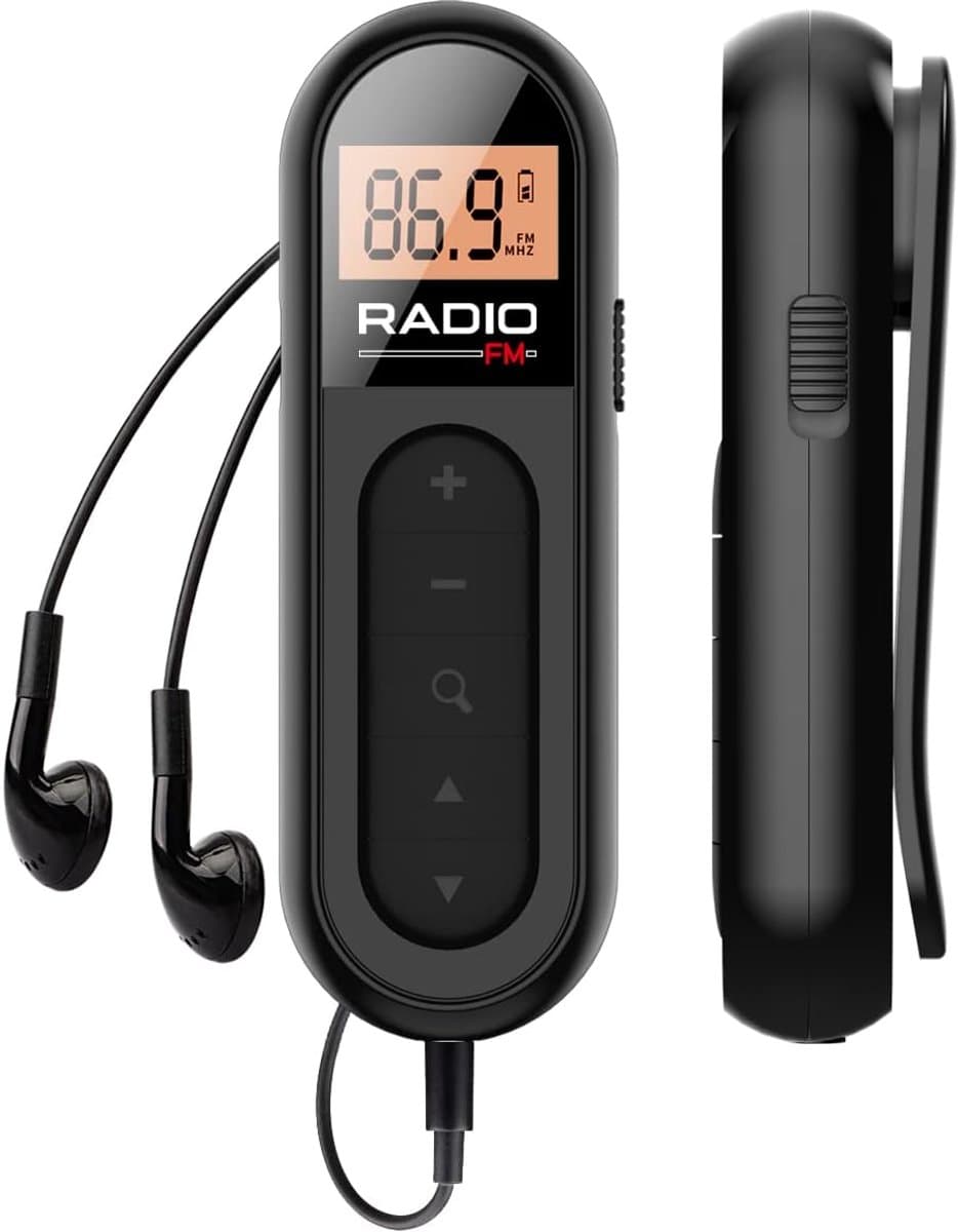 Radio - FM Radio - Draagbare Oplaadbare Zakradio met LCD Display en Belt Clip - Voor Joggen en Wandelen - Zwart — afbeelding 1