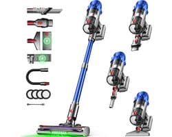 AUTHMIC Steelstofzuiger - Steelstofzuiger Draadloos - 65.000Pa Zuigkracht - Borstelloze Motor - 70 Min Accuduur - HEPA Filter - LED Vloerborstel - Grote Stofcontainer