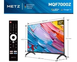 METZ QLED 32 Inch 32MQF7000Z Smart Google TV, HDR10, Dolby Audio, Oogzorg TV, Triple Tuner