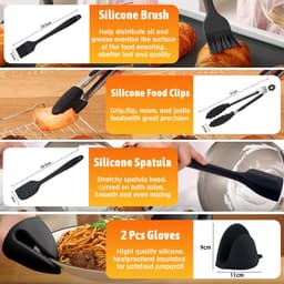 Airfryer Accessoires Set 28-delig – Geschikt voor Tefal EY9018 Dual Easy Fry, Tower T17099, Salter EK5729 – Dual Basket 3,1L & 5,2L – Inclusief Siliconen Bakvormen & Spiesen — thumbnail 7