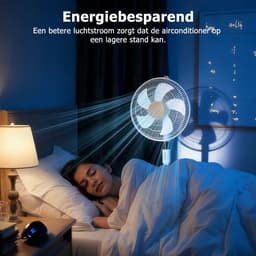 Staande ventilator 60W - Statiefventilator met 3 Snelheden - Vloerventilator met met Afstandsbediening - Stille Ventilator in Hoogte Verstelbaar 110 tot 125 cm - Timer - Kantelbaar en Oscillerend - 53dB - Wit — thumbnail 4