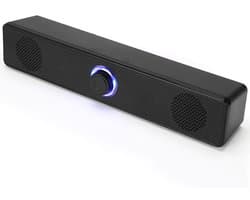 Oneay PC Luidsprekers Soundbar met Bluetooth & USB – Computerluidsprekers met LED Volumeknop – 2.0 Stereo USB + 3,5mm – Compacte Gaming Speaker voor Desktop, Laptop & Monitor – Zwart