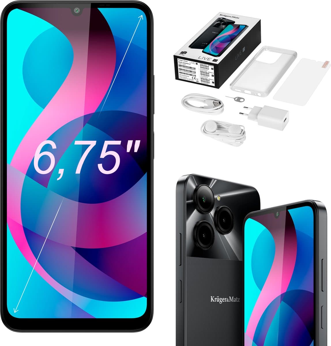 Krüger&Matz LIVE 12 - Smartfoon - 6,74" IPS - 8GB RAM - 256GB Opslag - 5000 mAh — afbeelding 1
