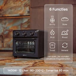 Safecourt 6-in-1 Airfyer oven - 100% PFAS-vrij - 6 programma’s - 80 tot 230 graden - Airfryer, bakken, roosteren, toasten, grillen & opwarmen - Zwart — thumbnail 3