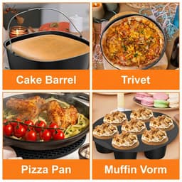 Airfryer Accessoires Set 8 Inch – 11-delig – Bakvorm, Pizza Pan, Cakevorm, Rek & Siliconen Vorm – Geschikt voor Airfryer ≥ 22 cm — thumbnail 11