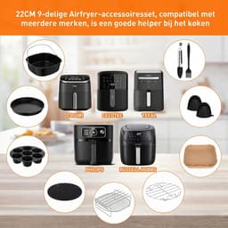 Airfryer Accessoires Set 8 Inch – 11-delig – Bakvorm, Pizza Pan, Cakevorm, Rek & Siliconen Vorm – Geschikt voor Airfryer ≥ 22 cm — thumbnail 5