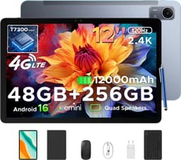 POCKAM P12 Pro - Tablet - 48GB RAM (12+36GB) + 256 GB ROM (2 TB/TF) - 12 Inch 2K 120Hz IPS - Android 16 - 12000mAh/18W - 4G LTE - Wi-Fi 5 - Bluetooth 5.0 - T7300 - Quad Speakers - Volledige accessoirebundel met toetsenbord en stylus — thumbnail 1