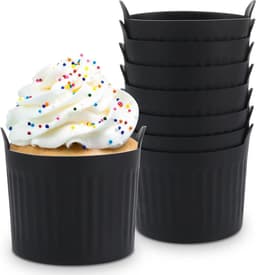 8-delige siliconen airfryer ovenschaal, eier- en puddingvormpjes - zwart - 6,6*6,5 (cm) — thumbnail 1