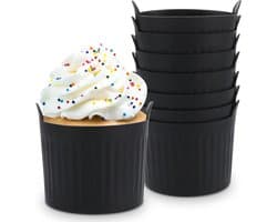 8-delige siliconen airfryer ovenschaal, eier- en puddingvormpjes - zwart - 6,6*6,5 (cm)