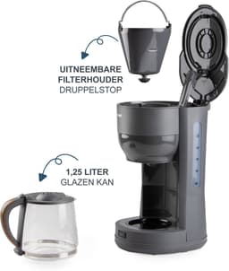 DOMO DO754K Koffiezetapparaat ‘Wood You’ - Filterkoffie – 1,25 L – Grijs - Houtlook — thumbnail 4