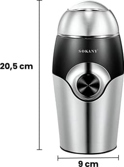 Sokany, Elektrische Koffiemolen 150W Capaciteit 50g, Zwart / Zilver — thumbnail 2