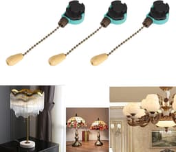 3 Stuks Trekschakelaar Plafondventilator - 3 Snelheden Lichtschakelaar 4 Draads voor Lamp en Ventilator (Brons) — thumbnail 2