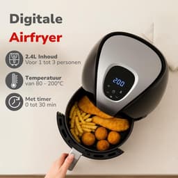 Heteluchtfriteuse met Digitaal Touchscreen - Instelbaar 80-200 Graden - 1500W - Zwart — thumbnail 5