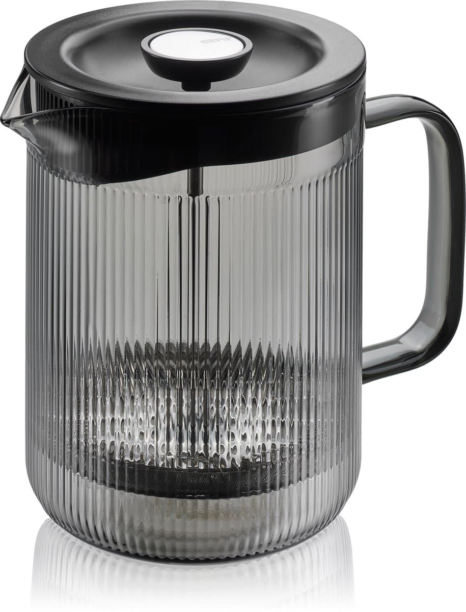 GEFU CRISTIANO French Press Koffiezetter – 600 ml – Borosilicaatglas – Smoke Grey — afbeelding 1