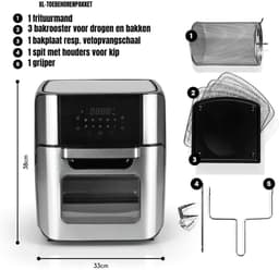 MIRA® Heteluchtoven - Oven - Airfryer Oven- Zilver - 38cm x 33cm x 37cm — thumbnail 7