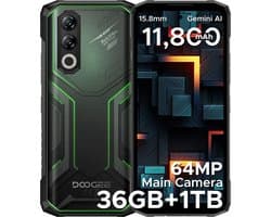 DOOGEE Blade 20 Max 4G - Robuuste Smartphone - Robuuste Telefoon - 36GB RAM + 1TB ROM /2TB TF - Helio G100 - 11800 mAh/ 33 W - 6,6 inch + 120 Hz - 3 kaartsleuven - 20MP Nachtzicht - Face ID - IP68 - Groen
