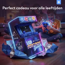 Mini Arcade Machine met 240 Arcade Games - Coole LED Verlichting - Inklapbaar - Geen Internet Nodig - Retro Game Console - Gaming Spelcomputer - Reisspelletjes - Vakantie Speelgoed - Cadeau voor Jongens en Meisjes - Vanaf 6 Jaar - Blauw - Silvergear — thumbnail 3