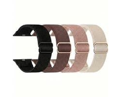 set van 4 horloge bandjes voor dames heren nylon geweven smartwatch band geschikt voor Apple Watch 42mm (serie 1 / 2 / 3) / 44 mm / 45 mm / 46 mm (serie 10 / 11) / 49 mm (Ultra / Ultra 2) – verstelbare woven band