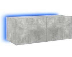 Zwevend TV Meubel met LED Verlichting - Wandkast voor Media en Elektronica