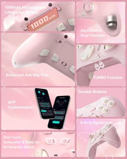 PXN P5 - Draadloze Game Controller - Trillingsfunctie - USB & Bluetooth - PC & Console - Roze — thumbnail 4