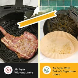 Ronde Air Fryer Liners Wegwerp 125 stuks - 8 Inch Air Fryer Papier Liner Perkament voor Ninja, Tefal en meer - Ongebleekt, voor bakken, braden of koken, Easy Cleanup — thumbnail 2