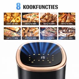DeMoi Airfryer | Luchtfriteuse XL | 6L inhoud | Multifunctioneel | 80ºC tot 200ºC | 8 Kookfuncties | Zwart — thumbnail 4