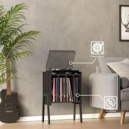 DnA® LP Opbergsysteem - Lp kast - Platenspeler Kast - Platenspeler Meubel - Vinyl Kast - Zwart - ‎30cm x 40cm x 66cm — thumbnail 5
