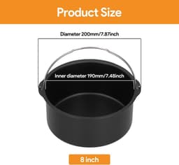 Cake Barrel, 6/7/8 inch Ovenschaal Anti-aanbak voor Airfryer Cake Barrel Airfryer Accessoires Brood Bakmand Pizza Plaat Grill Pot Mat Taart Bakplaat(8inch) — thumbnail 9