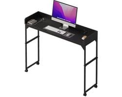 DreamDesk Verrijdbaar Bureau op Wielen Laptop & Werkbureau – Standing Desk - Bureaublad - Sta Bureau - Overbed tafel - Bed tafel - Past Over Bed - Bedtafeltje - Verstelbare tafel - 140 cm – Midnight Black
