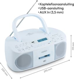 MEDION DRX-1 Plus Boombox (draagbare DAB+ & FM-radio, Bluetooth, cd-speler, MP3, cassette, hoofdtelefoonaansluiting, stereo, AUX, netstroom & batterijen) blauw — thumbnail 5