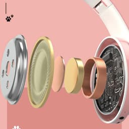 Draadloze Bluetooth-oortjes met een opvallend kattenoortjesdesign, stereo-koptelefoon met microfoon en verstelbare hoofdband, Geschikt voor desktops, laptops, tablets en smartphones. Kleur: Roze — thumbnail 2