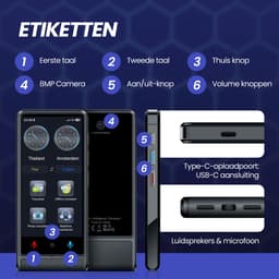 Inventid® AI Vertaalcomputer - Vertaal Apparaat - Zwart - Slimme Vertaler met AI - 137+ Talen - Draagbare Vertaler - Lange Batterijduur — thumbnail 2