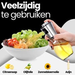 QualitéCuisine® Olie Sprayfles 200ml – Vernieuwde Versie – Olijfolie Sprayer / Olieverstuiver – Olie Dispenser Glas – Airfryer Accessoires – Voor BBQ, Pan & Salade – Incl. Bakkwast en Trechter — thumbnail 4
