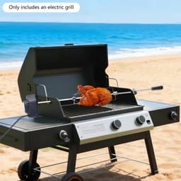roestvrijstalen grillspit - elektrische BBQ-draaispitkit 360 ° - Automatische rotatie -17,6 lbs belasting voor buitencamping familiebarbecue — thumbnail 3