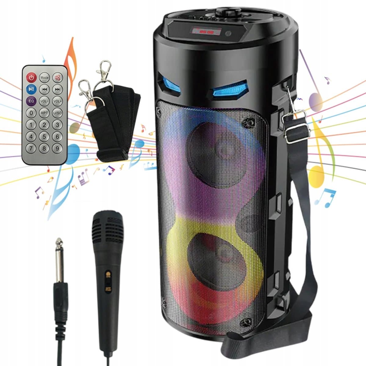 Draagbare Karaoke Box 40W - Bluetooth Speaker met 1 Microfoons & RGB Licht - Voor Feesten en Camping — afbeelding 1