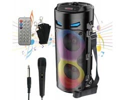 Draagbare Karaoke Box 40W - Bluetooth Speaker met 2 Microfoons & RGB Licht - Voor Feesten en Camping