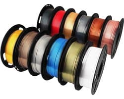 Glinsterend Zijde Metallic PLA 3D Printer Filament Bundel - 12 Kleuren, 1.75mm Breed