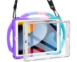 Kindvriendelijke Siliconen Kinderhoes voor 10.2 inch iPad (9e/8e/7e Generatie) met Ingebouwde Screenprotector en Schokbestendige Standaard