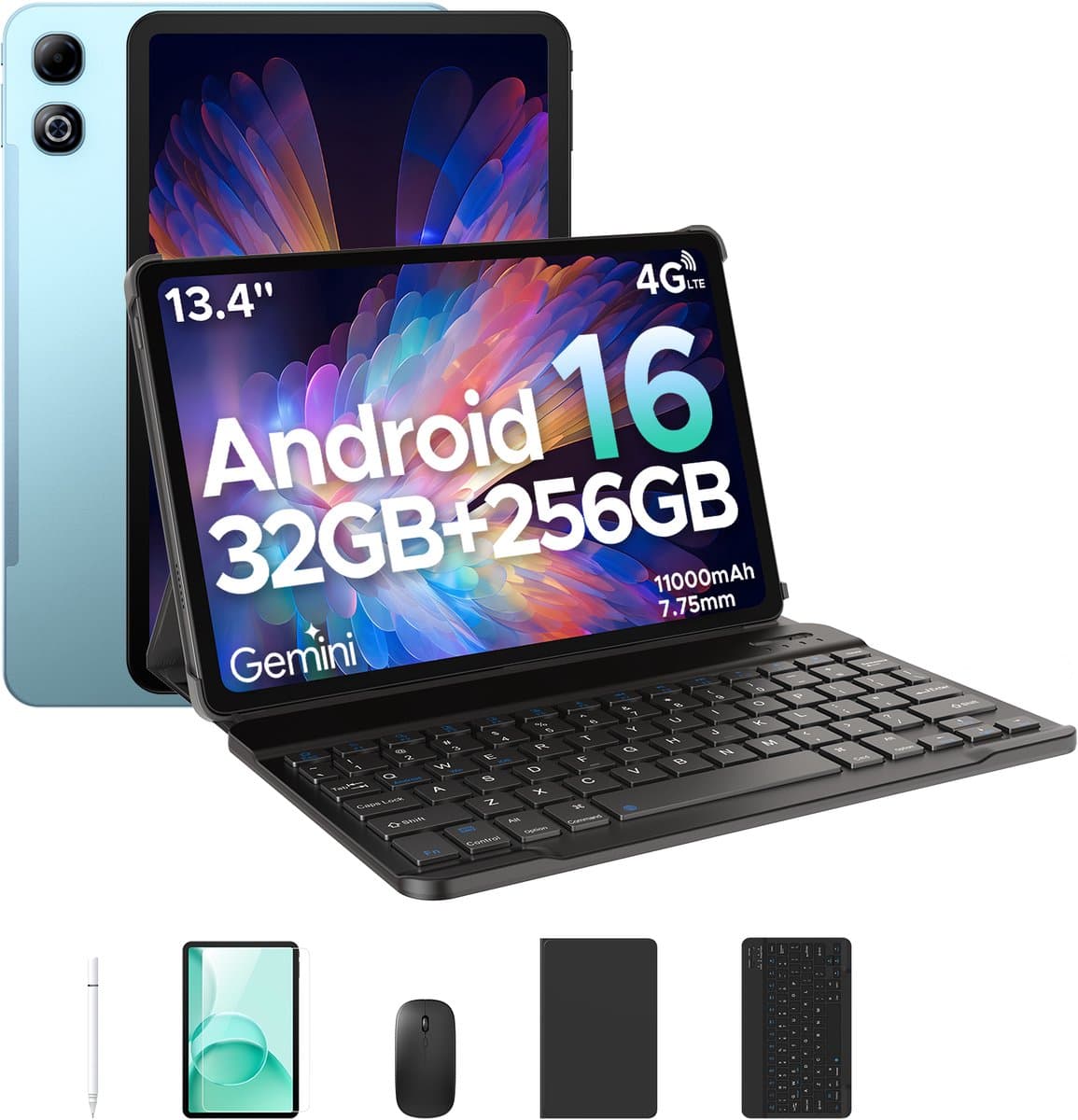 DOOGEE Tab G6 Max VIP - Tablet - 32GB RAM+256GB ROM (2TB TF) - 13,4 Inth FHD+ 90Hz - 4G LTE - 11000mAh/18W - Dubbele luidspreker - 5G WiFi - GPS - 3,5 mm audio - Face ID - met toetsenbord/pen/muis tablet - Blauw — afbeelding 1