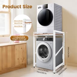Ohana DT - Wasmachine Ombouw - Wasmachine Meubel - Wasmachine Rek - Draagvermogen 350 kg - Verstelbare Hoogte - Verstelbare Voeten — thumbnail 4
