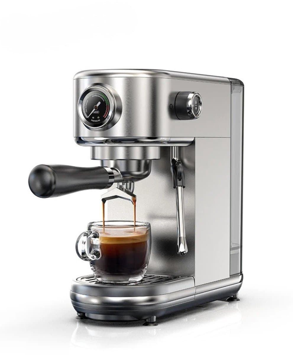 NaevaMi Espressomachine - Koffiezetapparaat - Koffiemachines - Koffieapparaat - Semi Automatisch - Chroom - 20 Bar - Temperatuur Instelbaar - Hoogwaardige RVS Behuizing - 5-10 Kopjes - 51mm Portafilter — afbeelding 1