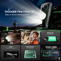 DOOGEE Fire 7 Pro 5G - Robuuste smartphone - 32GB RAM + 256GB ROM / 2TB(TF) - 13000mAh/33W - 6.6 Inth HD+IPS 90Hz - 13000mAh/33W - POC Intercom Functie - Dual Camping Lights - 64MP+20MP Nachtzicht - IP68 - Face ID - OTG - NFC - Groen — thumbnail 3