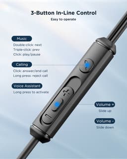 Oortjes met draad USB C - In Ear oordopjes met USB C - 1.2m - Zwart - Joyroom — thumbnail 3