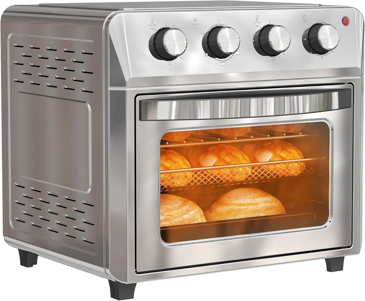 Mini Heteluchtoven met 24L Inhoud en 1600W Vermogen - RVS Zilver — afbeelding 1