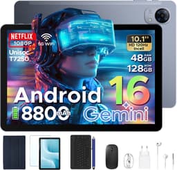 POCKAM P10 Pro - Tablet - 48 GB RAM (8+40 GB) + 128 GB ROM (2 TB/TF) - Android 16 - 10,1 inch HD 120 Hz - 8800 mAh - Gemini AI - T7250 Octa Core - Face ID - Dubbele luidsprekers, complete accessoirebundel met toetsenbord en stylus — thumbnail 1