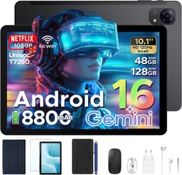 POCKAM P10 Pro - Tablet - 48 GB RAM (8+40 GB) + 128 GB ROM (2 TB/TF) - Android 16 - 10,1 inch HD 120 Hz - 8800 mAh - Gemini AI - T7250 Octa Core - Face ID - Dubbele luidsprekers, complete accessoirebundel met toetsenbord en stylus — thumbnail 1