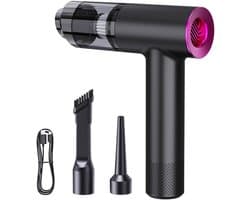 Auto stofzuiger-handstofzuiger draadloos-Draadloze handstofzuiger met borstelloze motor - 14000 Pa mini-stofzuiger, blazer en pomp - 3-in-1 - Twee instelbare snelheden - Voor auto- en huisreiniging - Zwart