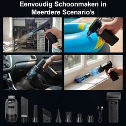 2-in-1 Elektrische Luchtblazer en Mini Stofzuiger - Draadloze Air Duster met 8000mAh Accu - 4 Vermogensstanden - LED Display en Werklicht - Computer Reinigingsset met 5 Mondstukken en Stofreservoir - USB-C Oplaadbaar — thumbnail 4
