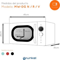 Magnetron met 20 liter capaciteit in vintage design - 700 W - digitale bediening met 5 kookstanden en ontdooifunctie — thumbnail 3